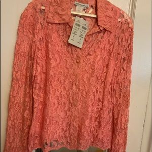 Lace shirt with beading